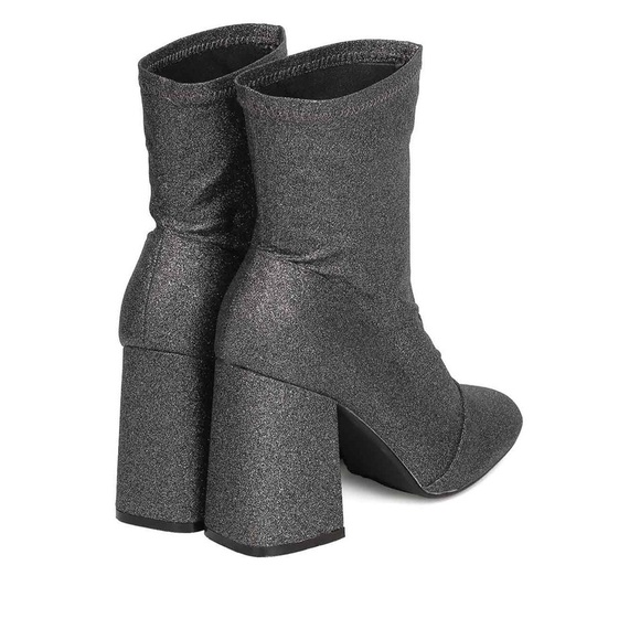 Cape Robbin Sam-2 Glitter Leatherette Block Heel Booties 9 metallic shimmer - Picture 6 of 11